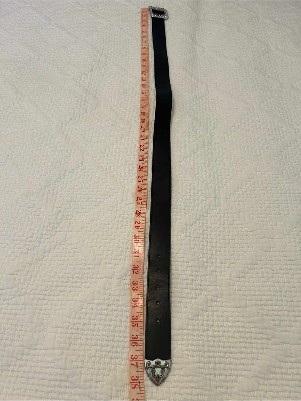 Donna Katz Black Leather Belt with Decorative Silver Buckle - Picture 9 of 12